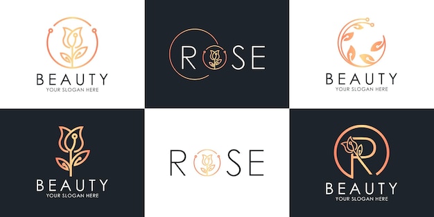 Set of beauty logo design use rose concept