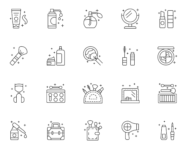 Set of beauty outline icons