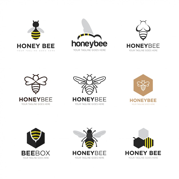 Set bee logo vector illustration