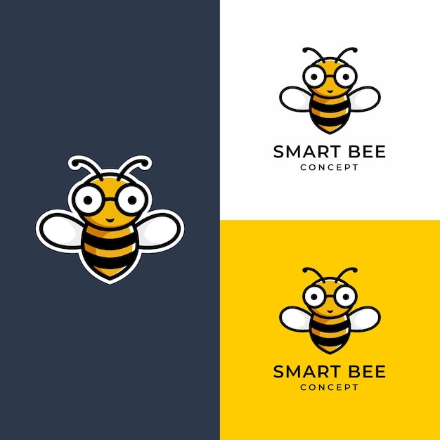 set of bee logotype design template