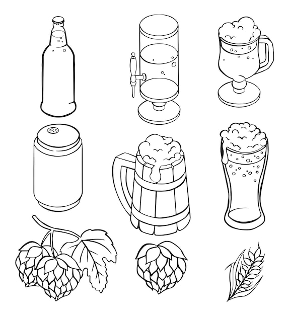 Set of beer , such as alcohol, brewery, craft beer, hop. Vector illustration