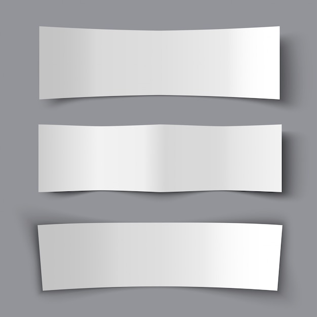 Set of Bended Paper Banners with shadows