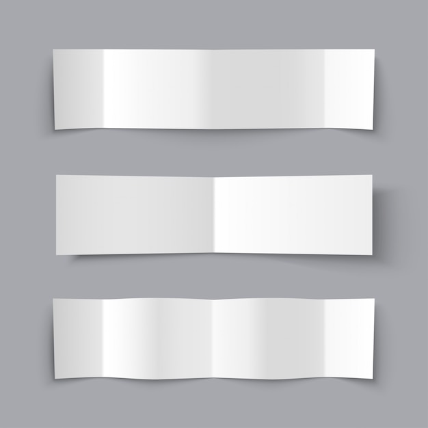 Set of Bended White Paper Banners with shadows