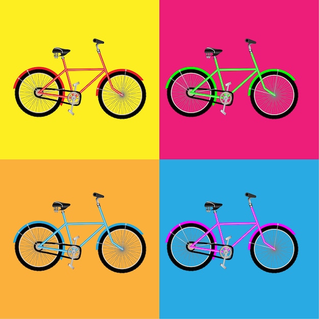 set of bicycle vector