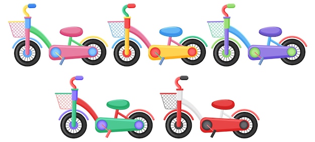 Set of bicycle on white background