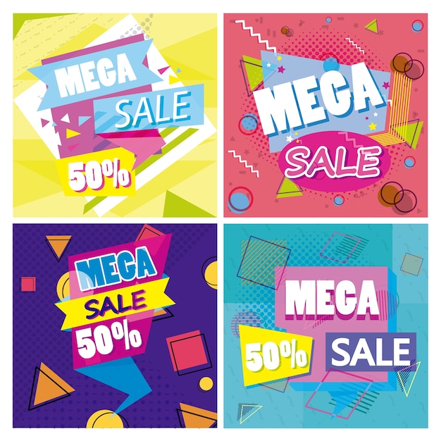 Set of big and mega sale posters