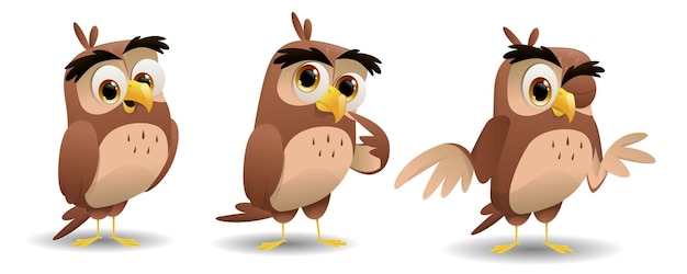 Set of bird cartoon character