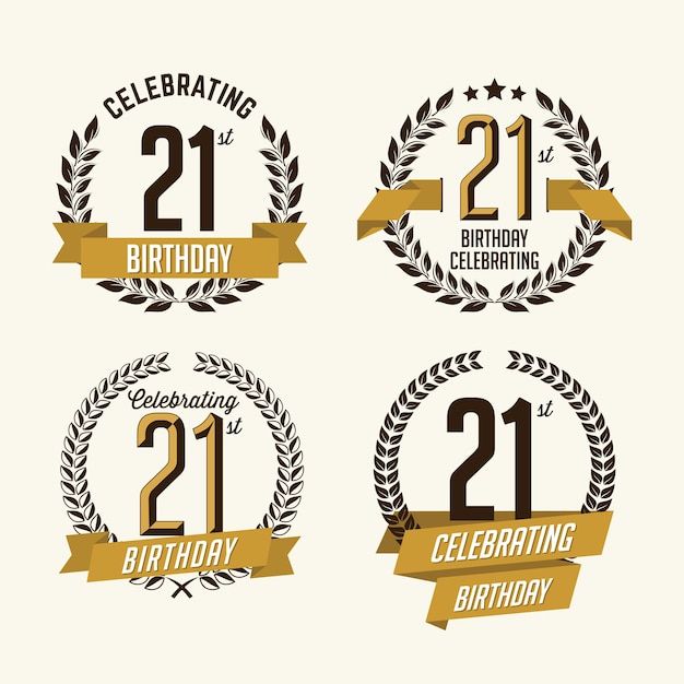 Set of Birthday Badges isolated on white