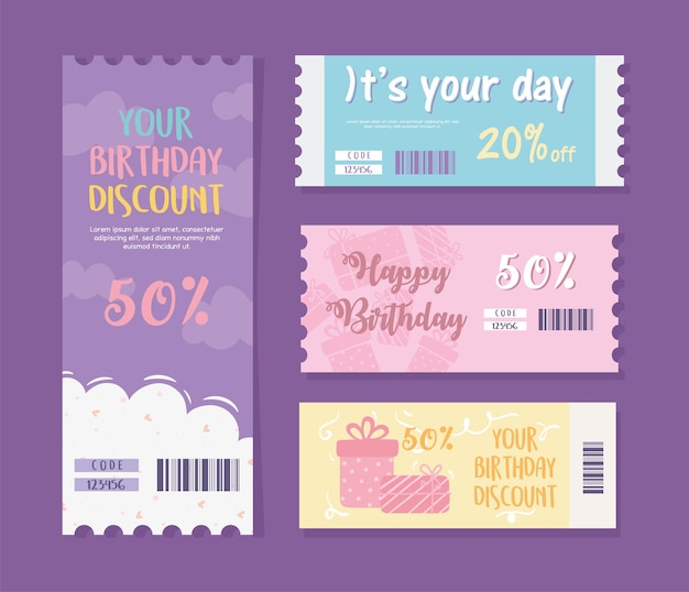 Set of birthday gift card