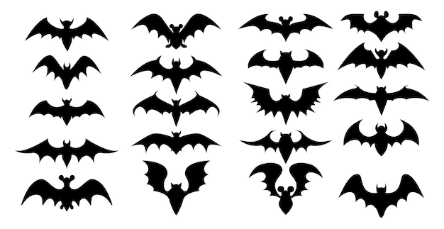 SET of black bats on a white background Vector