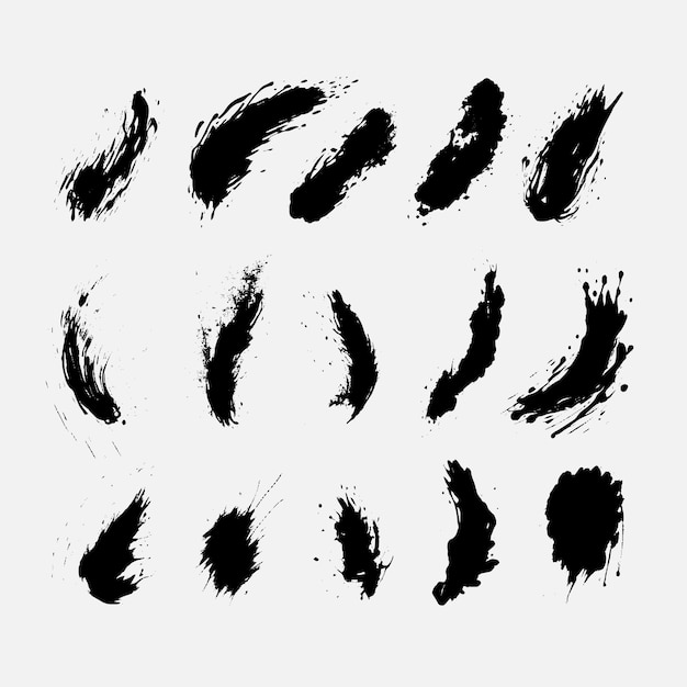 Set of Black Brush Strokes Texture Vector