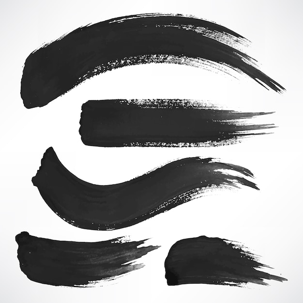 Set of black brush strokes