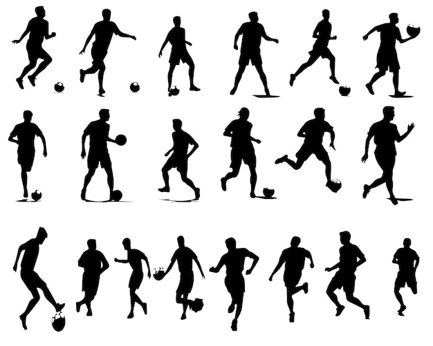 A set of Black Football player vector illustration on the white background