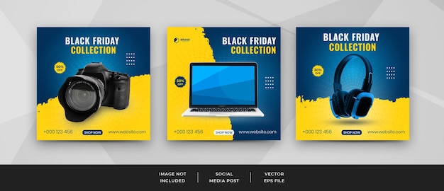 Set of black friday post collection for gadget sale template