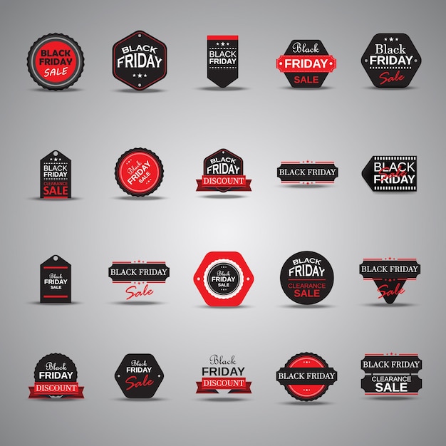 Set black friday sale badges and labels vector