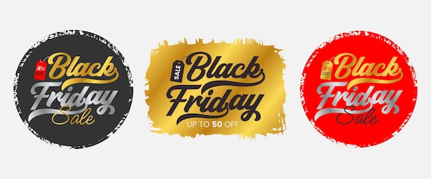 Set of Black friday sale banner badge templates, sales and discounts promotional labels