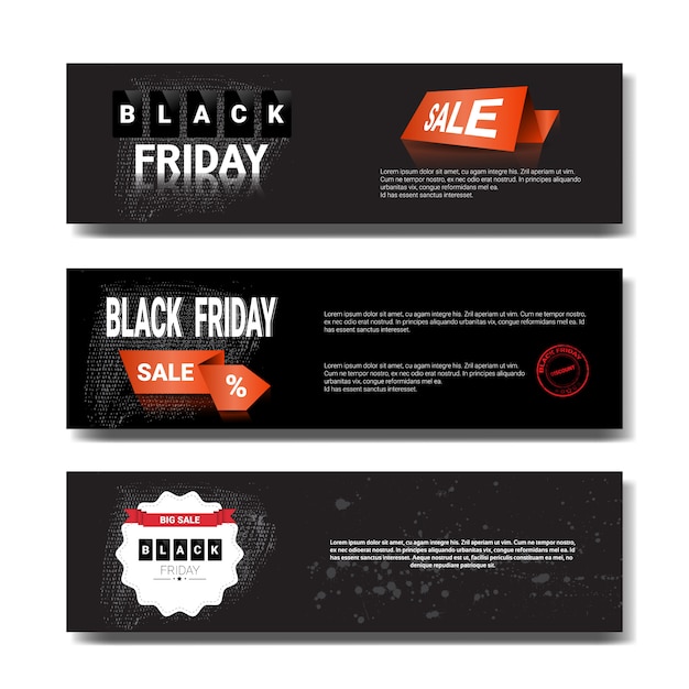 Set Of Black Friday Sale Template Horizontal Banners