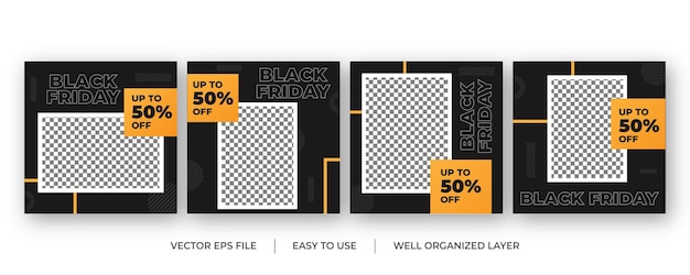 Set of black friday social media post template