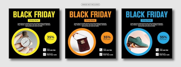 Set of black Friday square social media post template and Instagram post