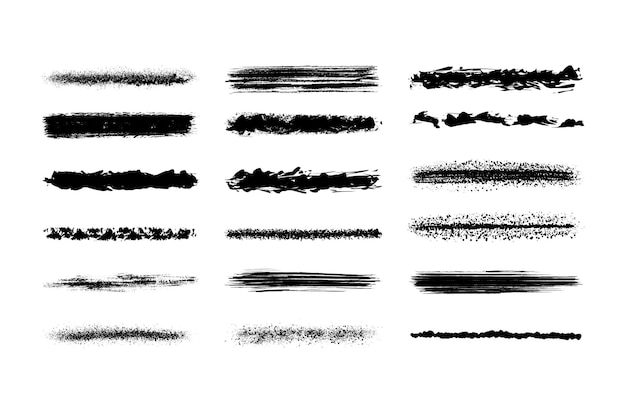 Set of black grunge brush strokes isolated on white background Vector illustration