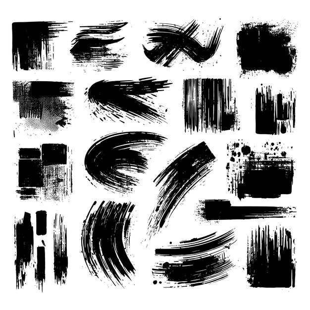 Vector set of black grunge brush strokes vector illustration