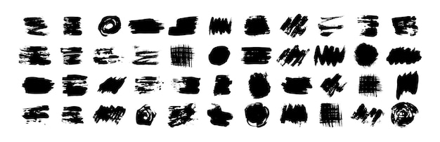 Set of black grunge brush strokes