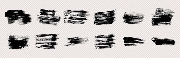 Set of black grunge brush strokes