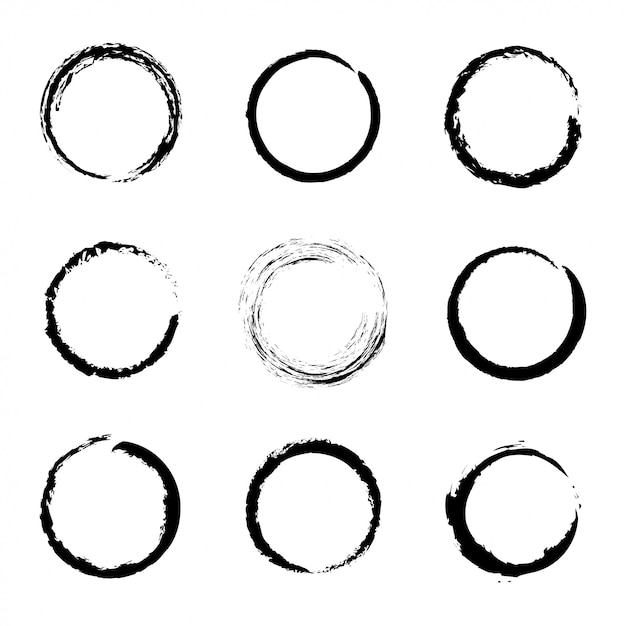 Set of black grunge circle