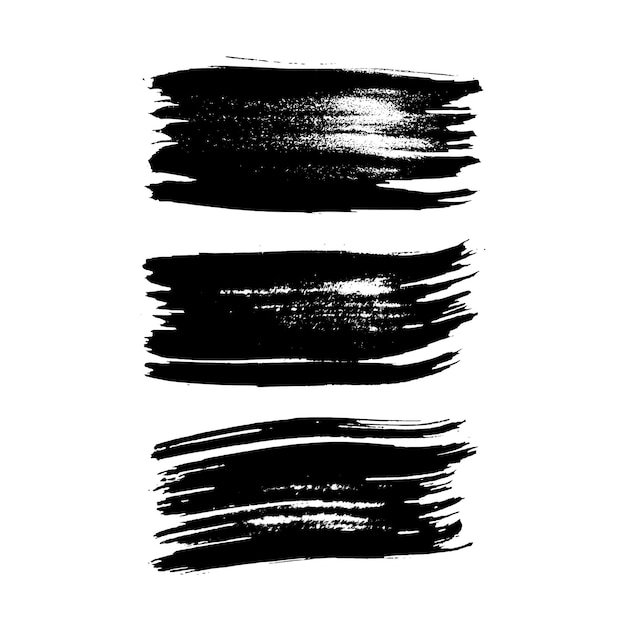 Set of black hand drawn brush strokes