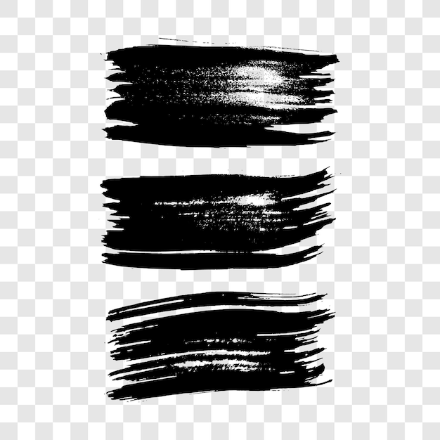 Vector set of black hand drawn brush strokes