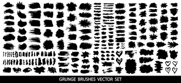 Set of black paint ink brush strokes brushes lines Dirty artistic design elements boxes frames