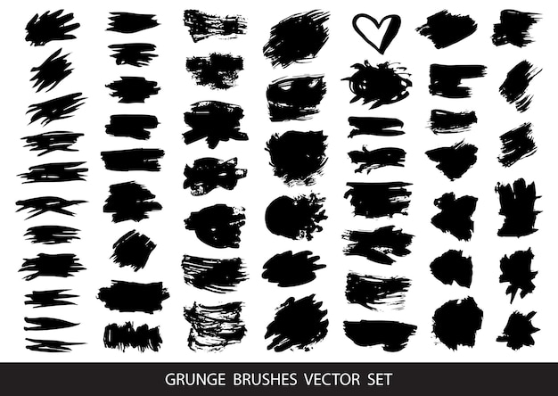 Set of black paint ink brush strokes brushes lines Dirty artistic design elements boxes frames