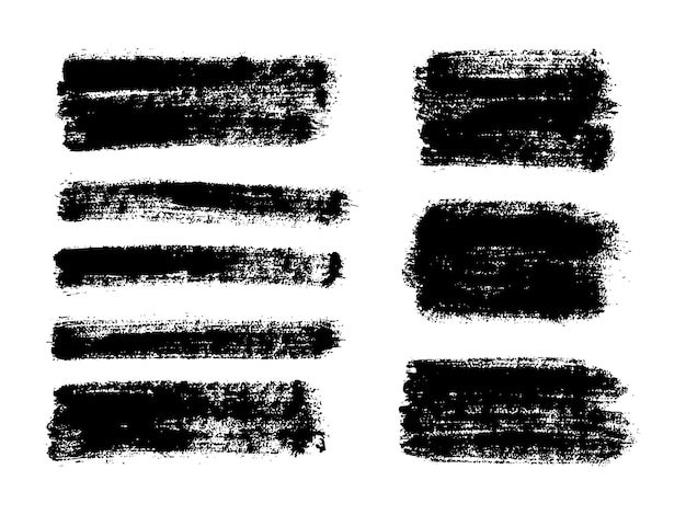 Set of black paint ink brush strokes brushes lines