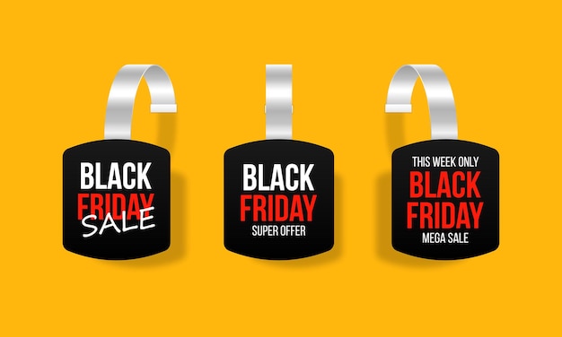 Set of black Price tags Tag design for black friday Realistic sales label