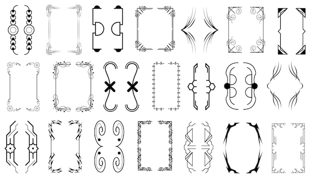 Set Black Simple Line Collection Different Doodle Brackets, Parentheses, Braces Elements Vector