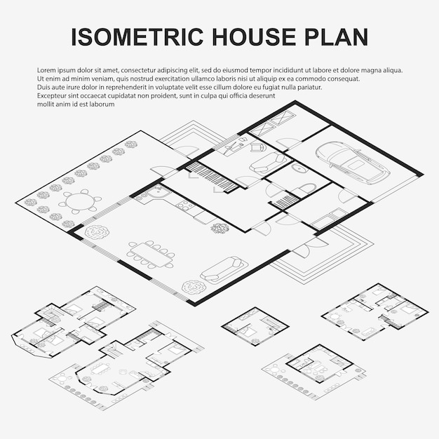 Set of Black and White architectural plans