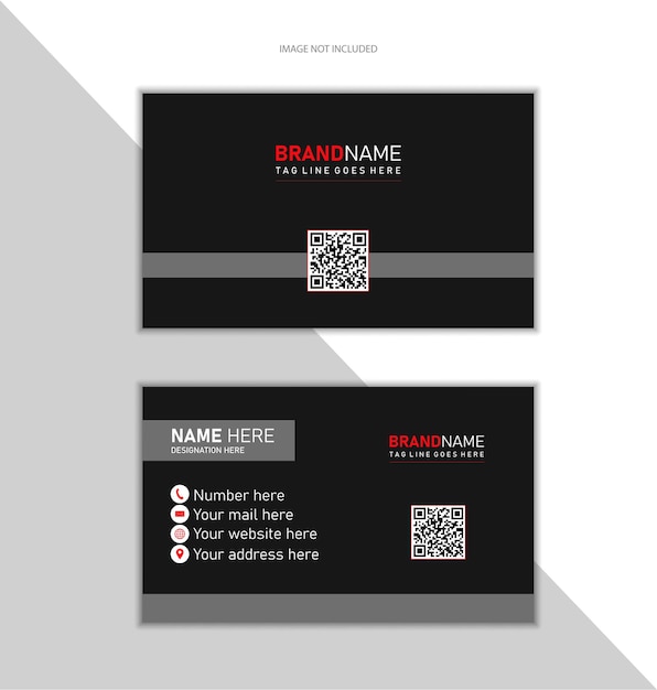 a set of black and white cards with a black and red logo on the top