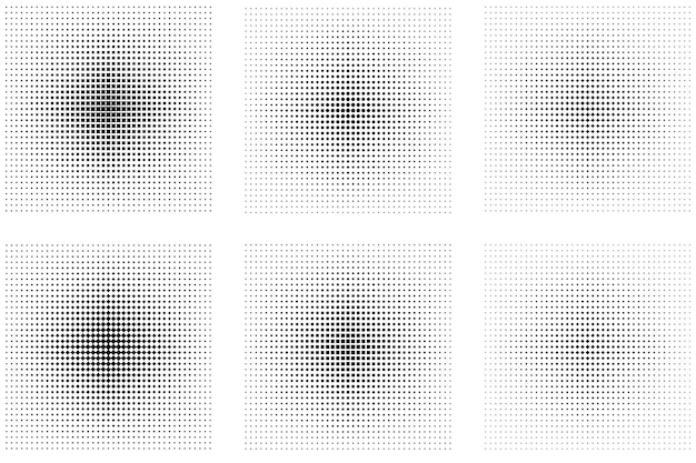 A set of black and white circles with a random pattern of dots.