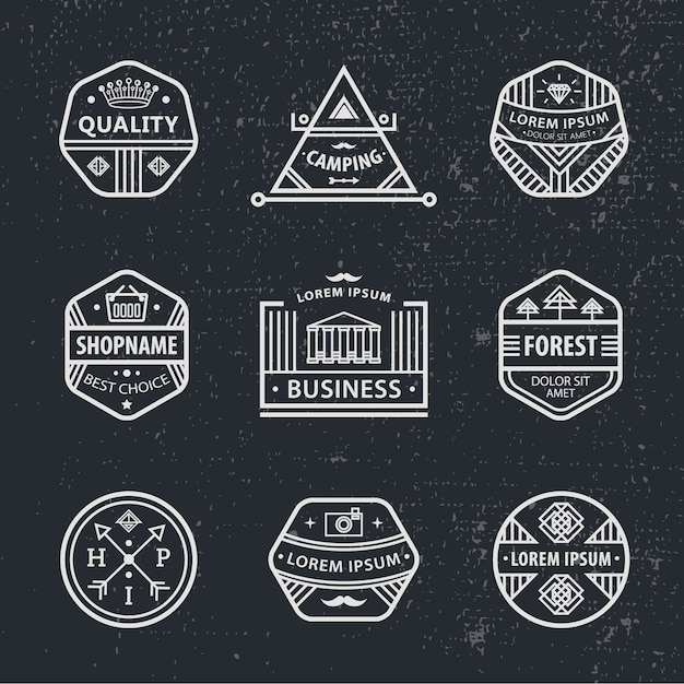 Set of black and white hipster modern labels