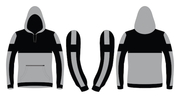 Vector set of black and white hooded sweatshirts vector illustration