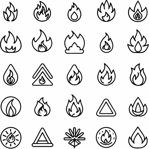 Vector a set of black and white icons with a triangle on it