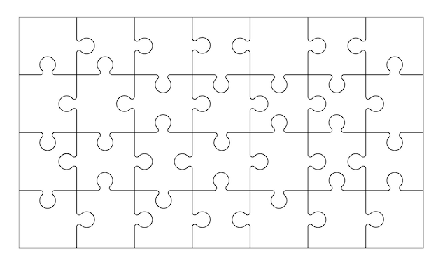 Set of black and white puzzle pieces isolated on a white background vector illustration