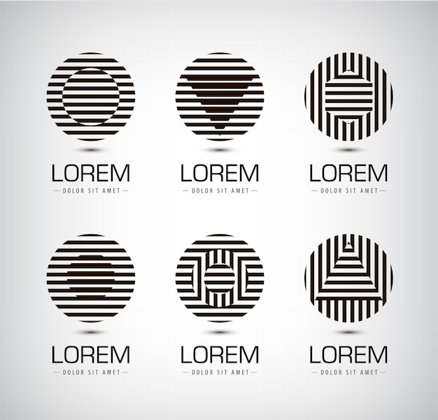 set of black and white stripe geometric logos