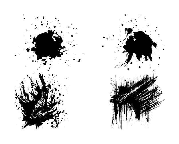 set of black and white strokes brush pattern