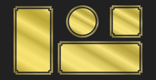 set of blank gold ornate border frame vector