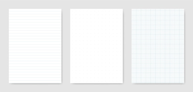 Set of blank graphical technical paper sheet for data representation