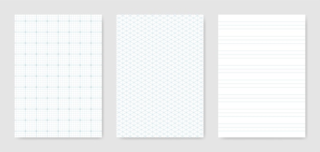 Set of blank graphical technical paper sheet for data representation