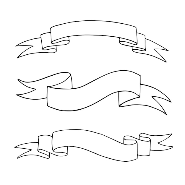 Set of blank outline ribbons