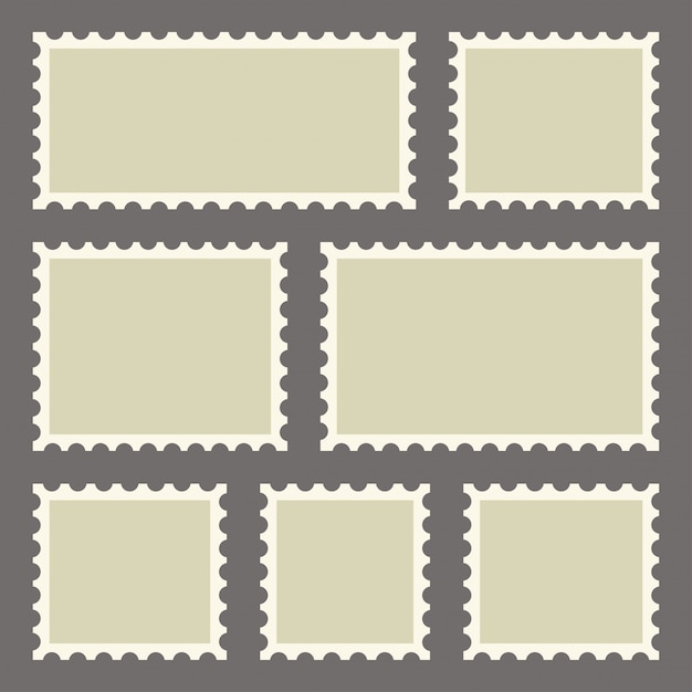 Set of blank postage stamps of different sizes.  illustration