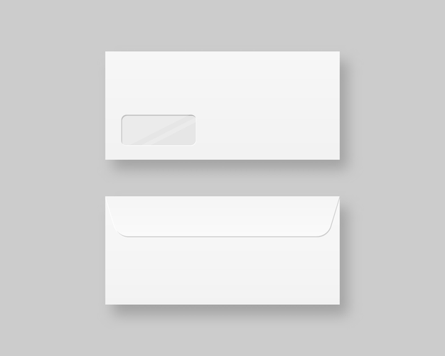 Vector set of blank realistic envelopes template. blank realistic closed envelope front and back view . realistic  illustration.